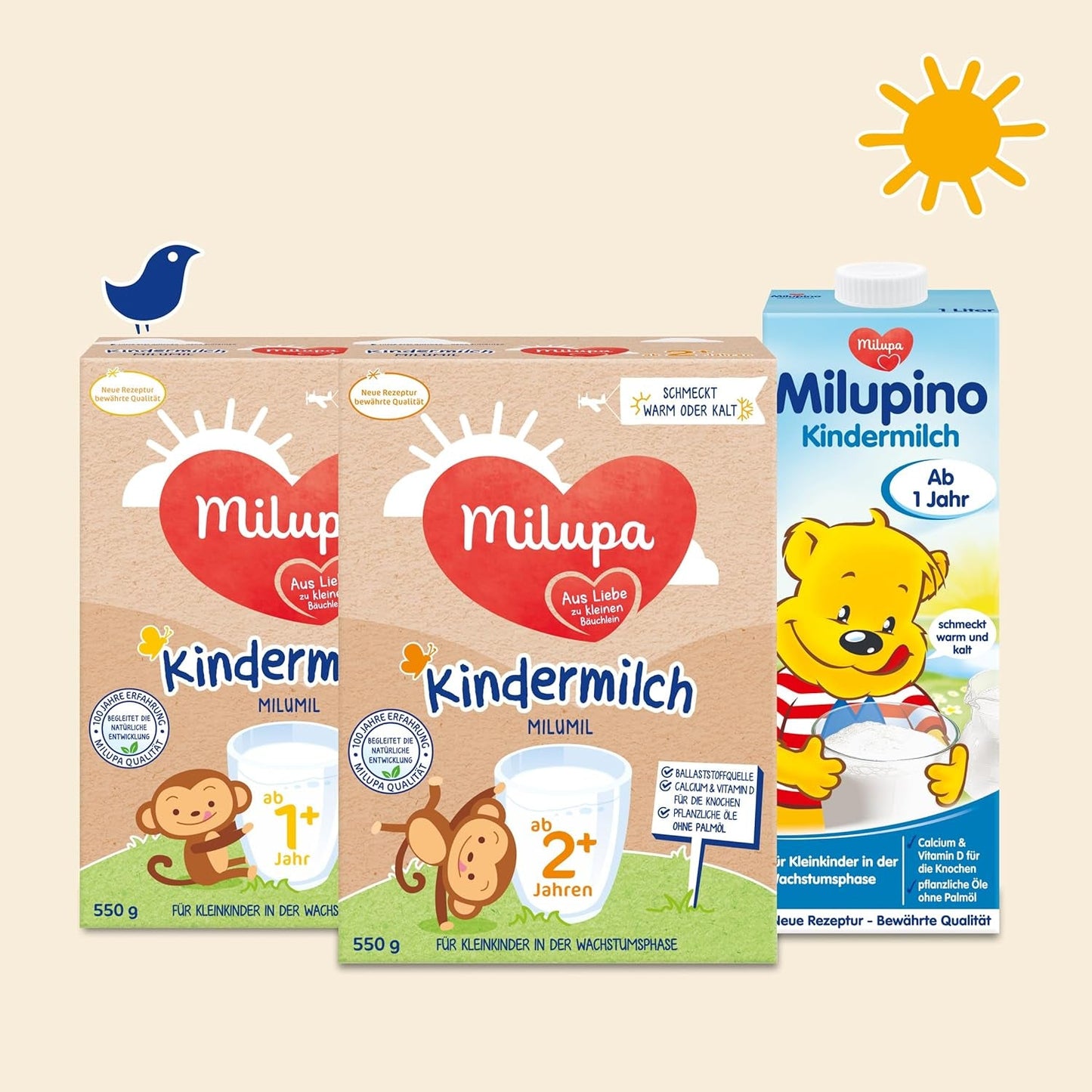 Milupa Milumil Lapte de creștere 2+ – De la 1 an – Pentru copiii mici în faza de creștere - 5 x 550 g