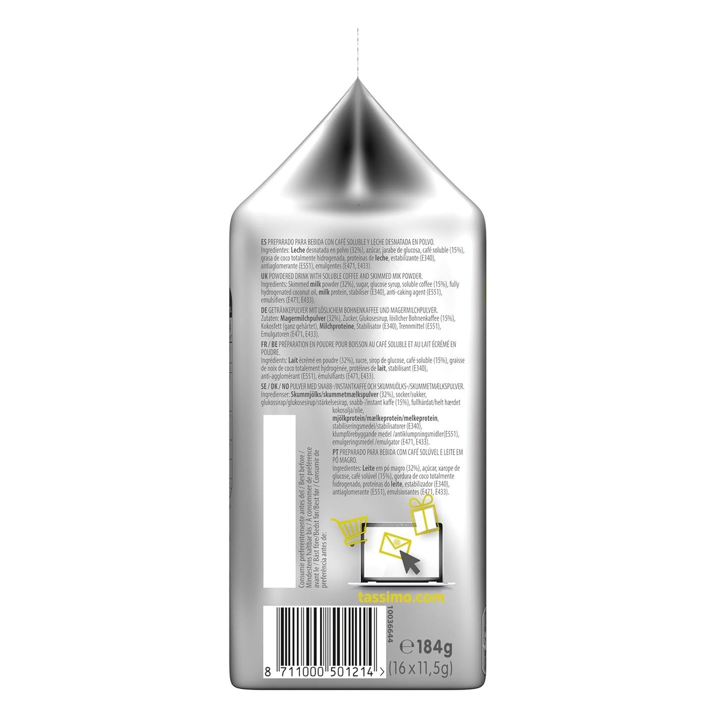 Tassimo Kapseln Marcilla Cortado, 5 x 16 Pads, 80 Kaffeekapseln