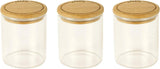Set de 3 recipiente pătrate din sticlă cu capac din bambus-800ml, sticlă borosilicată, bambus, silicon, natural, 11 x 11 x 11 cm Cutii depozitare alimente Naty Shop Set de 3 Boîtes À Épices -180Ml