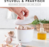 Römertopf Fresh Pot MINI 0,6 litri - Oală de usturoi ceramică - Argila respirabilă păstrează legumele proaspete pentru mai mult timp - Circulație ideală a aerului - Alb Cutii depozitare alimente Naty Shop