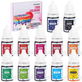 Colorant alimentar lichid – 12 culori colorant alimentar foarte concentrat pentru copt, băuturi, macaroane, fondant, decorare tort, set de coloranți alimentari pentru săpunuri DIY, slime, meșteșuguri (6 ml fiecare)