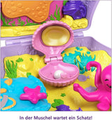 Sicriu Polly Pocket, sac de cochilie pentru înfășurat în jurul temei subacvatice, cu 2 păpuși și 1 submarin, jucărie sirenă Polly Pocket, jucărie de la 4 ani, GNH11 Papusi Naty Shop