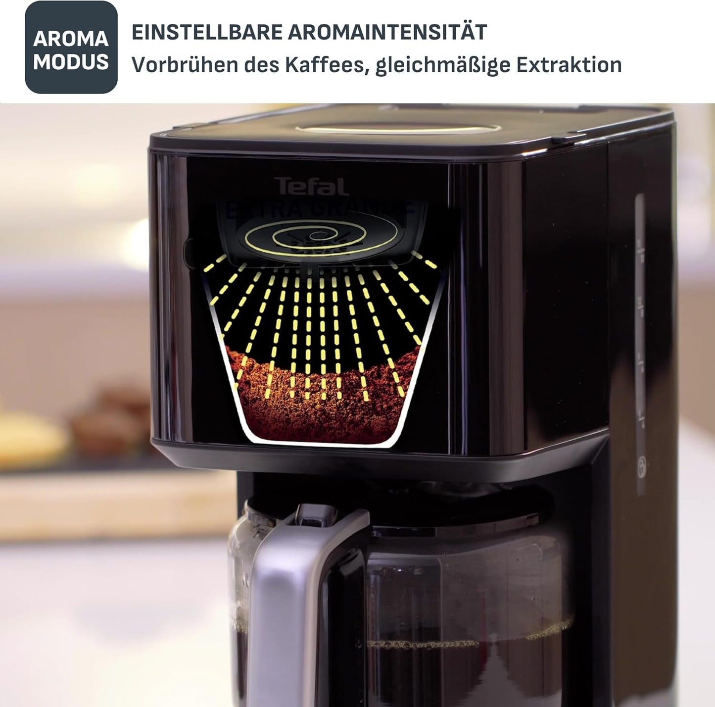Espressor Tefal Smart'n Light cu temporizator, espressor cu filtru programabil 1,25 l, funcție de aromă pentru o aromă intensă, funcție de menținere la cald, anti-picurare și ușor de curățat, negru