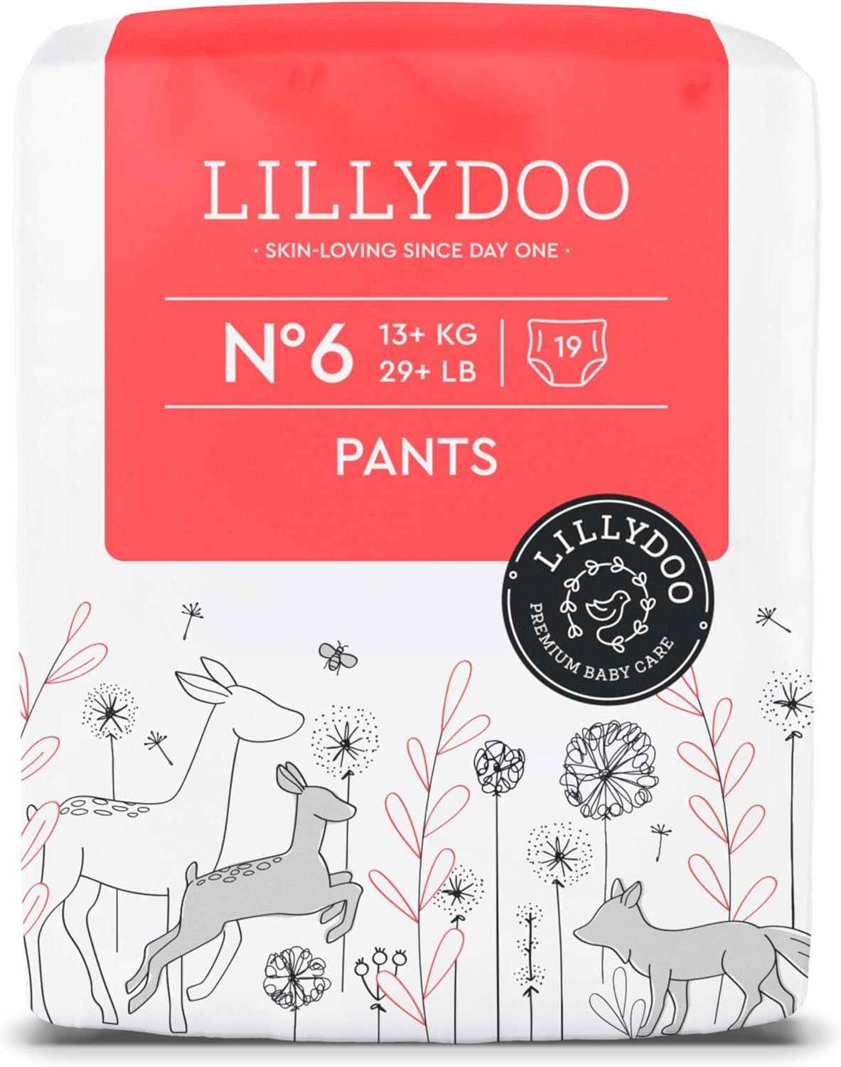 Pantaloni LILLYDOO prietenoși cu pielea, mărimea 5 (12-17 kg), cutie lunară (105 bucăți)
