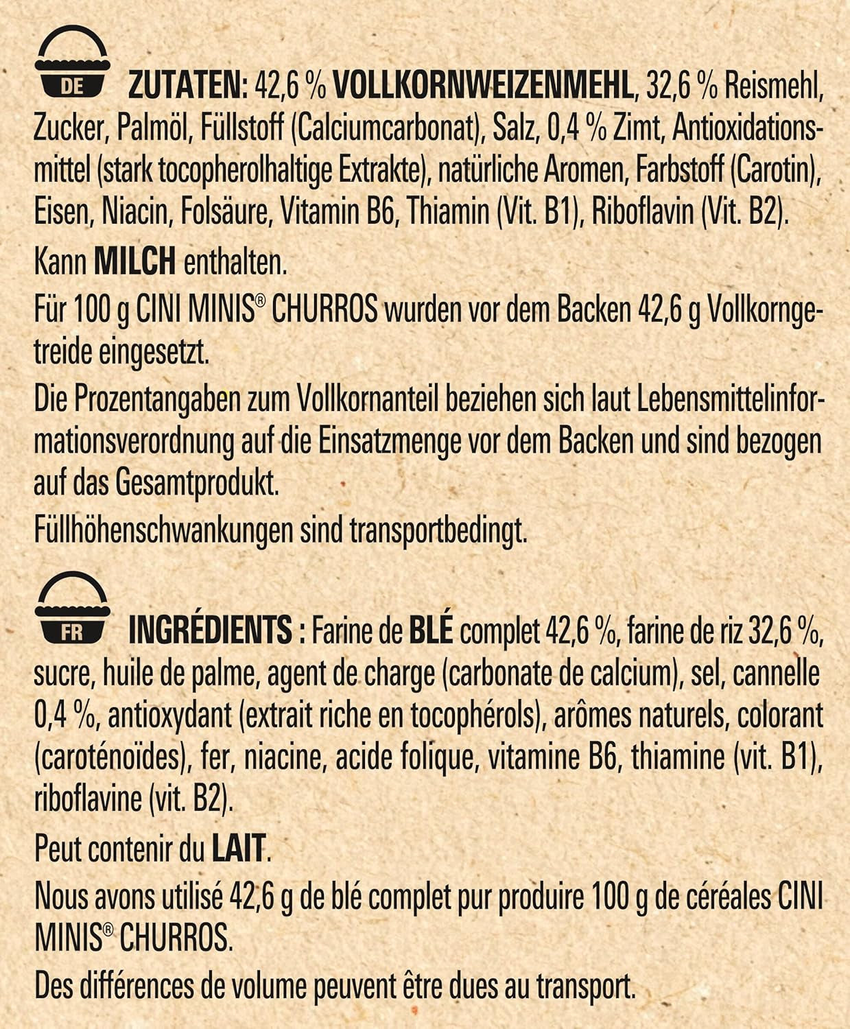 Cereale de mic dejun Nestlé CINI MINIS Churros cu 42% conținut de cereale integrale, pachet de 6 (6 x 900g)