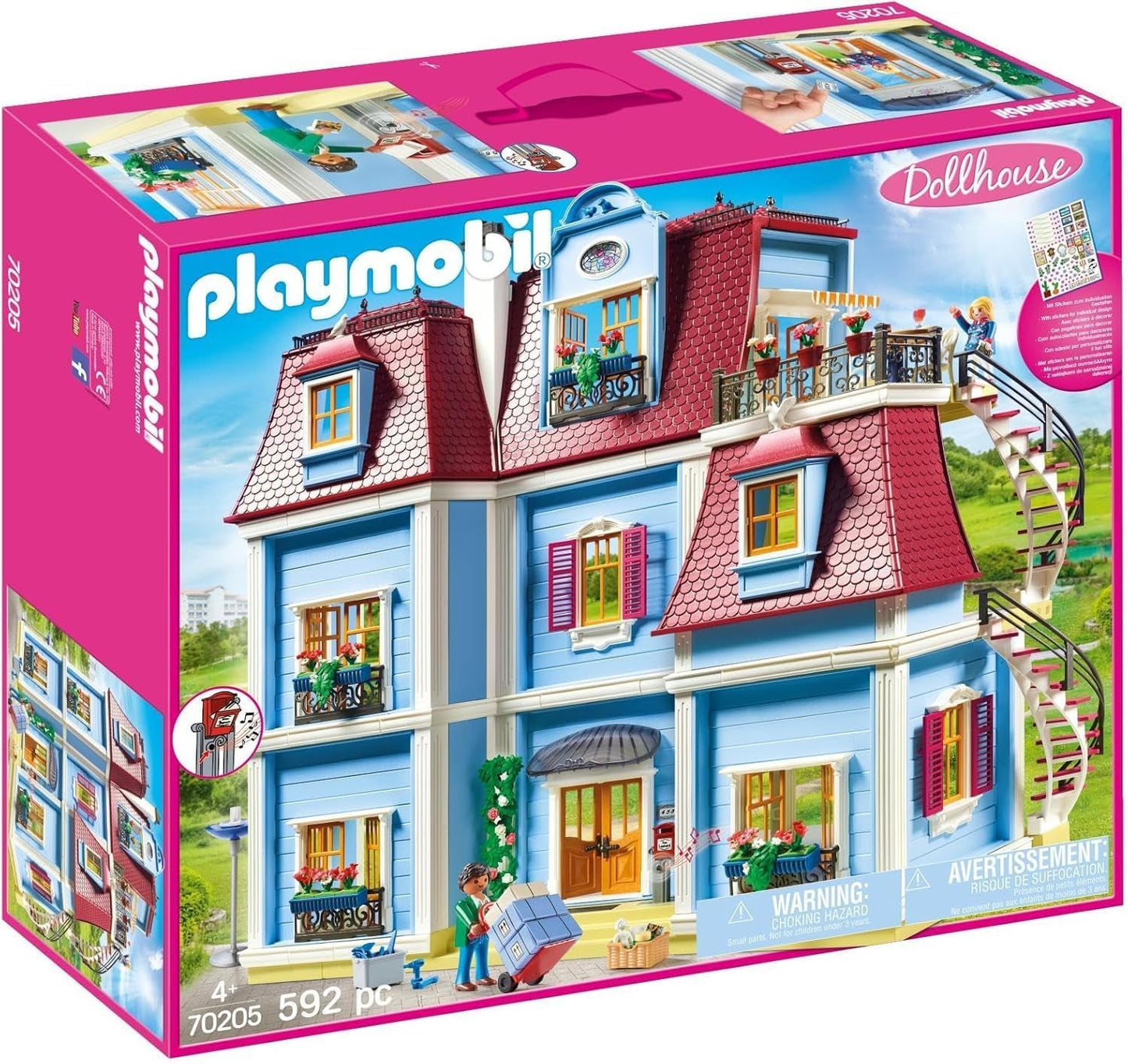 Căsuță de păpuși 70205 Casa mea mare de păpuși, cu sonerie funcțională, vârste 4+ și Căsuță de păpuși 70207 Sufragerie confortabilă, cu efect de lumină, vârste 4+