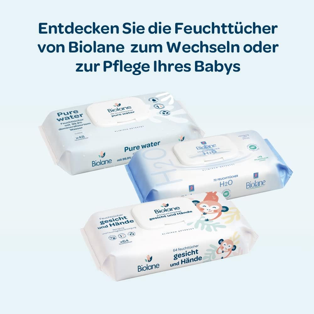 BIOLANE - Șervețele umede pentru bebeluși cu 99,9% apă - Apă pură - Pachet de 12 x 48 (576 șervețele) - Pentru piele sensibilă - De la naștere - Fără parfum - Îngrijire pentru schimbarea și curățarea bebelușilor