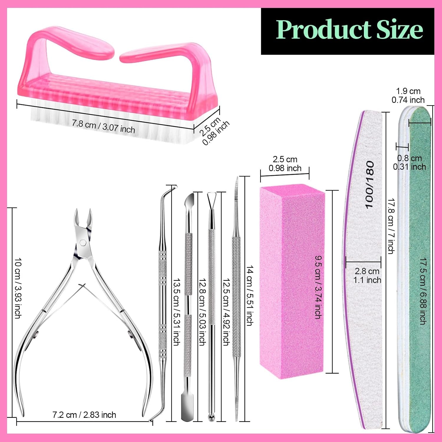 FANDAMEI Maniküre Set, Buffer Für Nägel, Nagelfeile 100/180, Nagelfeilen Für Gelnägel, Nagelhautschieber, Buffer Für Gelnägel, Feilen Für Gelnägel, Nagelzange, Nagelfeilen Set, Maniküre & Pediküre Set