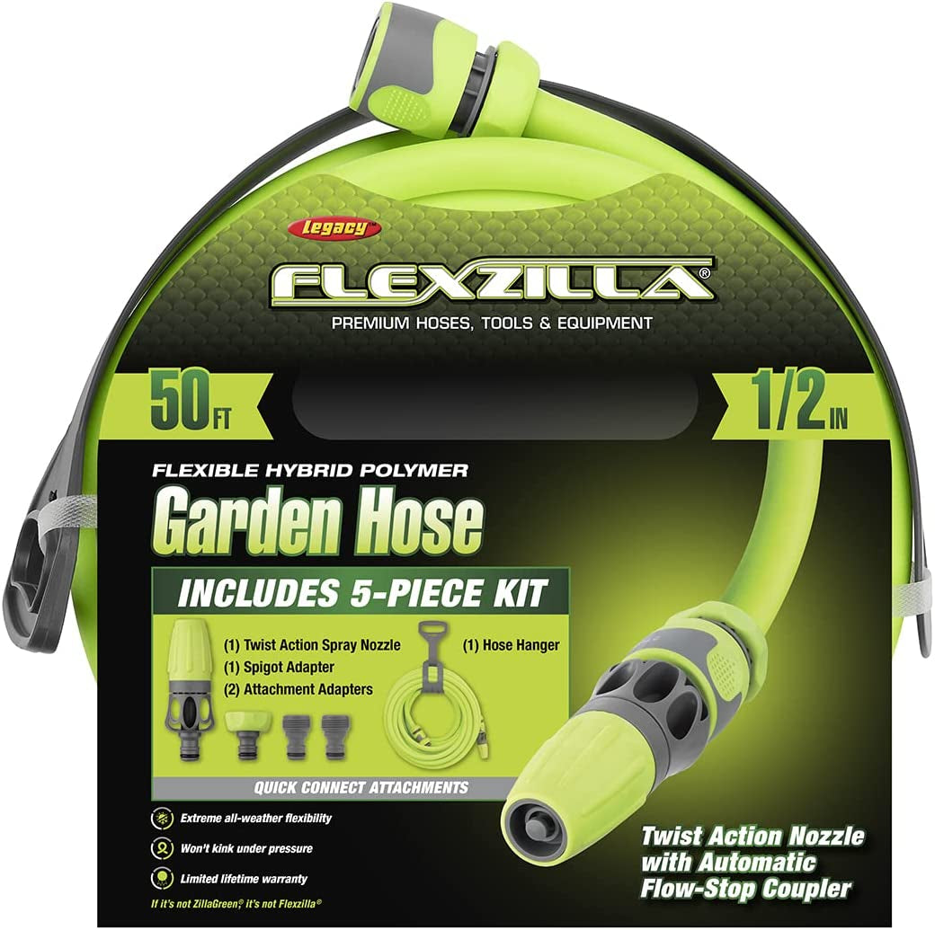 Set furtun de grădină cu racord rapid, 1/2 in. x 50 ft., durabil, ușor, sigur pentru apă potabilă – hfzg12050qn