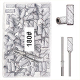 BLESWIN 100 bucăți benzi de șlefuit mici pentru burghie de unghii, granulație fină 240 cu 2 bucăți burghiu de 3 mm, mini benzi de șlefuit pentru lustruirea unghiilor naturale și curățarea cuticulelor pentru pregătire, roz