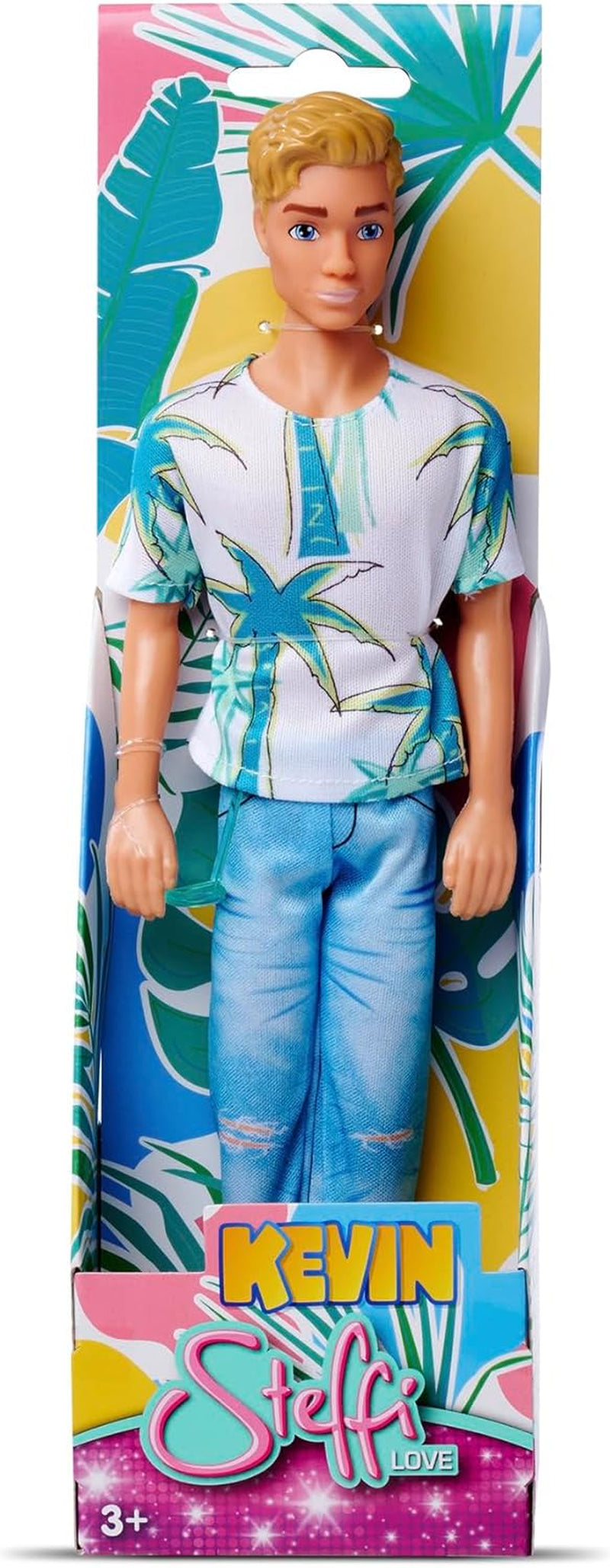 SIMBA 105733729 Steffi Love Kevin, păpușă de joacă poartă un top cu imprimare de palmier și blugi cool, inclusiv ochelari de soare, 30 cm, de la 3 ani Papusi Naty Shop Titlu implicit
