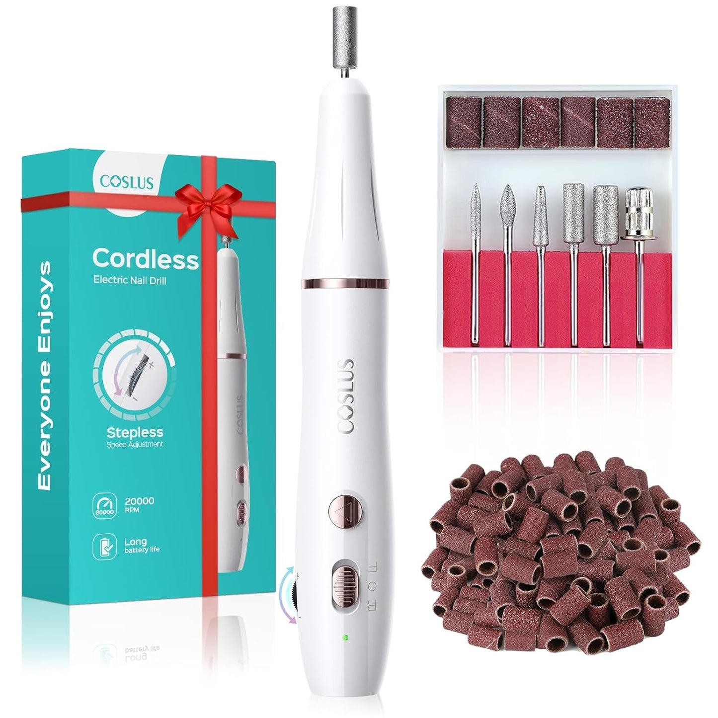 COSLUS Nagelfräser Kabellos Tragbar Für Gelnägel: Elektrische Nagelfeile Stufenloser Geschwindigkeitsregelung Für Maniküre Pediküre Und Acrylnägel Plastik Nail Drill Für Anfänger & Nagelstudio Zuhause