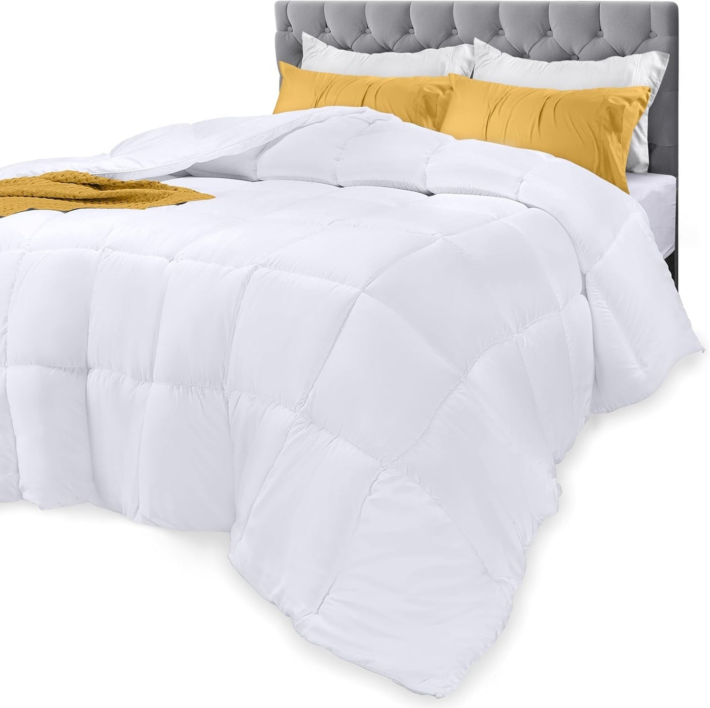 Plapumă Utopia Bedding pentru toate anotimpurile, 250 g/m², pluș, umplutură din fibre siliconizate, pat dublu, cusută în cutie (pat dublu, XL, gri deschis) Plapumi si pilote Naty Shop Alb Twin Xl