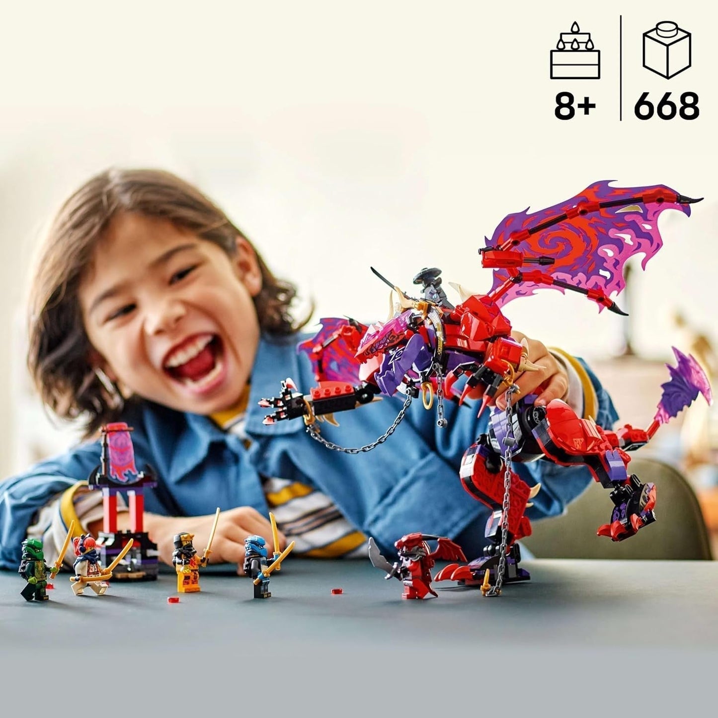 LEGO NINJAGO Chaos Dragon Thundertooth - Jucărie cu 6 minifigurine Ninja - Set de construcție pentru jocuri de rol pentru băieți și fete cu vârsta peste 8 ani - Cadouri pentru fanii serialului TV Rise of the Dragons 71832 Seturi de constructie Besuche den LEGO-Store