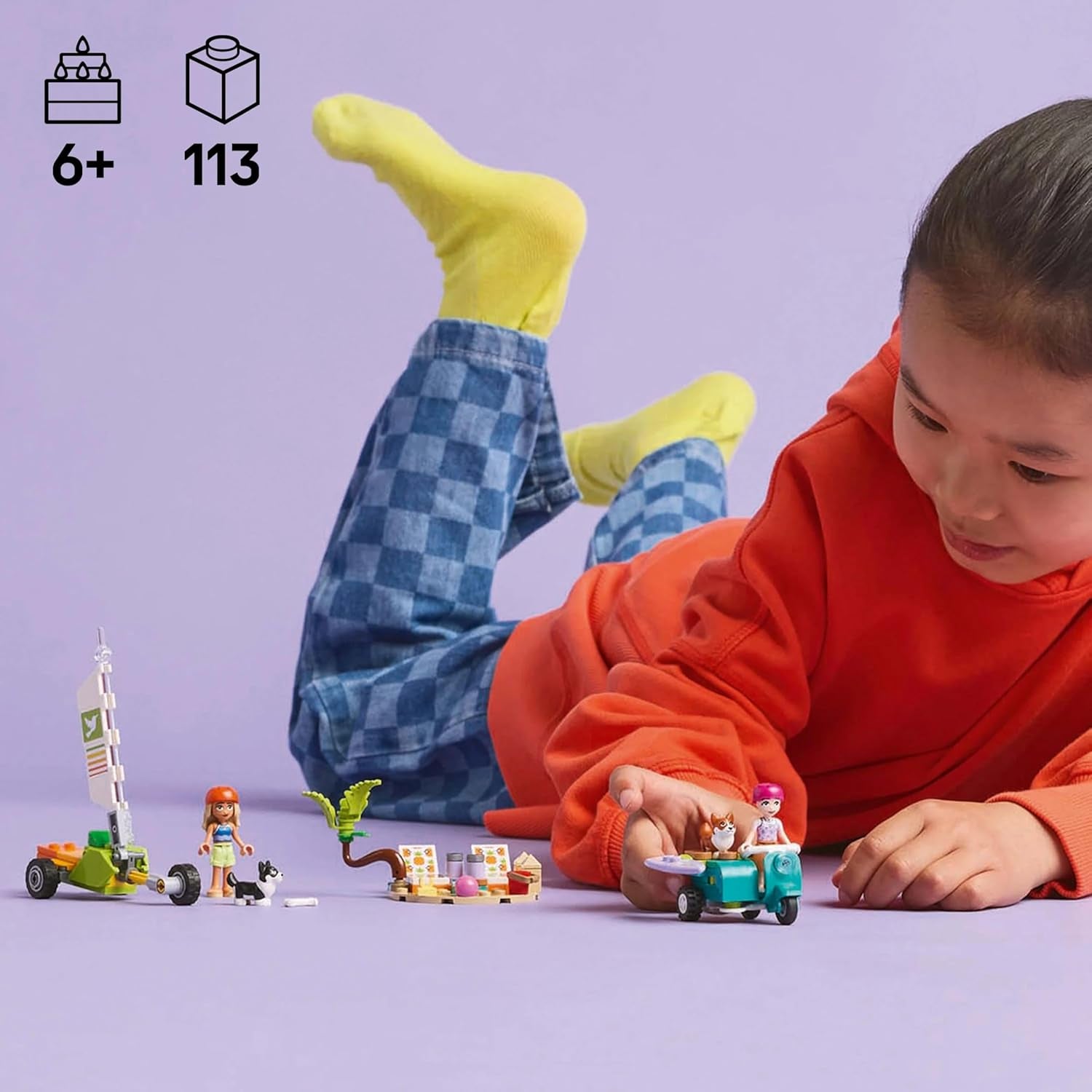 LEGO Friends Beach Adventure cu câini, jucărie de construcție pentru fete de la 6 ani, set de joacă pentru animale cu 2 minifigurine și 2 figuri Corgi, cadou pentru copii creativi, set de construcție de aventură cu placă de surf 42641 Seturi de constructie Besuche den LEGO-Store
