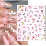 JMEOWIO Nagelsticker Frühling Blume 12 Blatt Nail Art Sticker Selbstklebend Nagelaufkleber Blätter Dekoration Nageldesign Zubehör