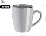 MÄSER Ramă metalică, Set de veselă modern pentru 6 persoane cu ramă de culoarea alamei, Serviciu combinat cu 24 de piese cu forme de cupe fără ramă, Gresie, Gri