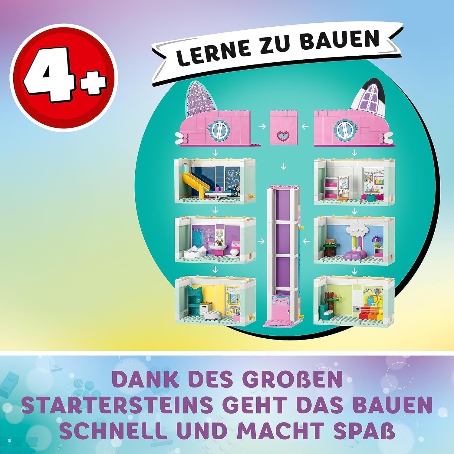 Lego 10788 Gabby's Dollhouse Toy Set, 8 camere și 4 etaje Gabby's Dollhouse Toy cu Pandi, Meerkat, Kuchi Figures și accesorii, cadou pentru fete de la 4 ani, băieți și copii Seturi de constructie Besuche den LEGO-Store