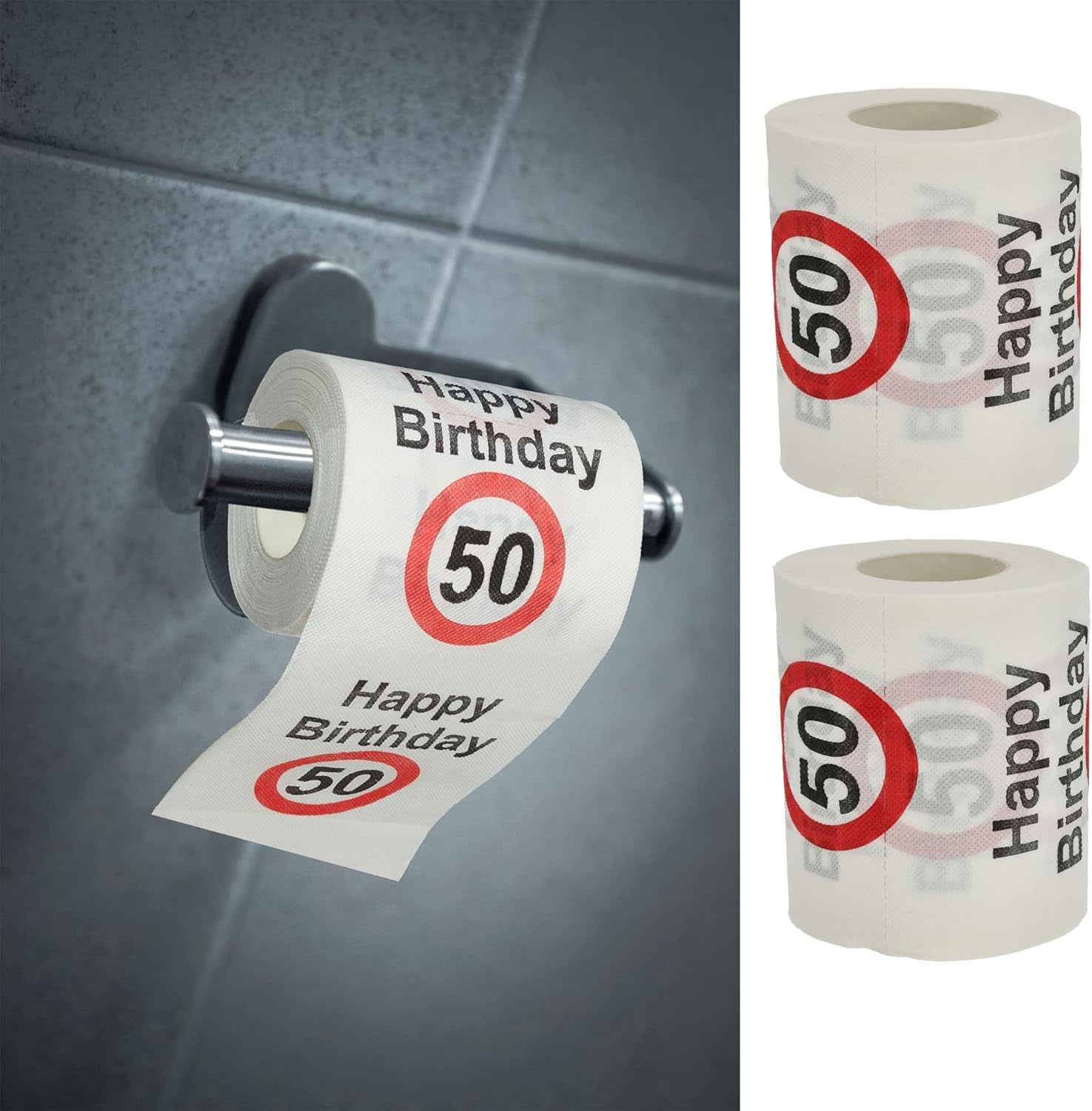 Set de 4 hârtii igienice "La mulți ani 40" │40th birthday 24 metri 2-țesături 180Gr/Qm │ Hârtie igienică motiv hârtie igienică (4 X hârtie igienică 40)