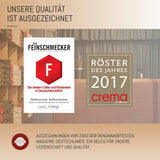 RÖSTTROMMEL BLACK LABEL - Special Blend ESPRESSO, Ganze Kaffee-Bohnen 1kg, 50% Arabica, 50% Canephora, Röstung 8.5/10, 50% Brasilien, 50% Indien, Geschmack: cremig - kräftig - zartbitter Schokolade