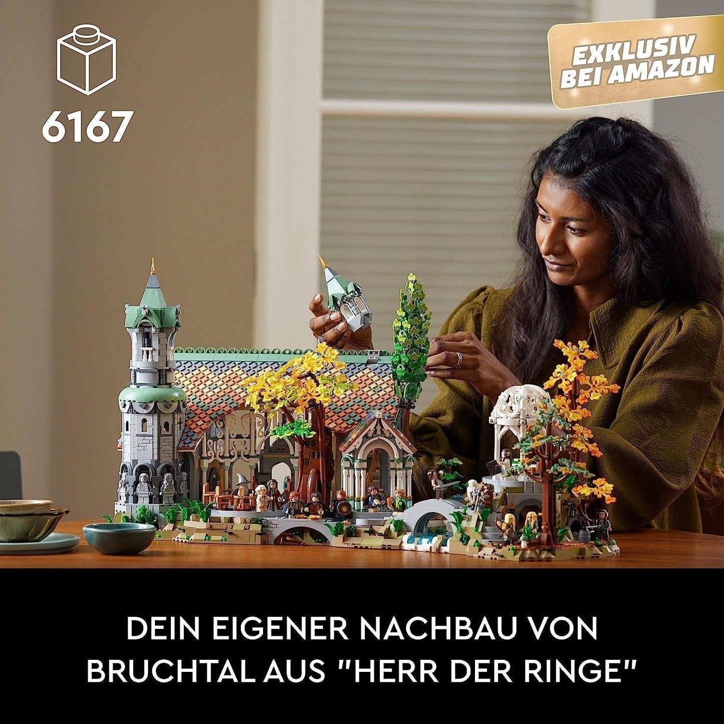 LEGO Icons The Lord Of The Rings: Rivendell - Set de colectare și afișare pentru adulți cu 15 minifigurine unice, inclusiv Gandalf, Legolas, Aragorn și Frodo, exclusiv pe Amazon - 10316 Seturi de constructie Besuche den LEGO-Store