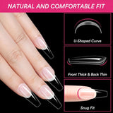Alyvisun Tips Unghii Balet, 500 Bucăți Tips Unghii Acrilice Cu Acoperire Completă cu 240 Bucăți Set de Autocolante pentru Unghii, 10 Dimensiuni Tips Transparent pentru Unghii cu Gel Tips Unghii cu Gel Moale Tips Unghii Balerina