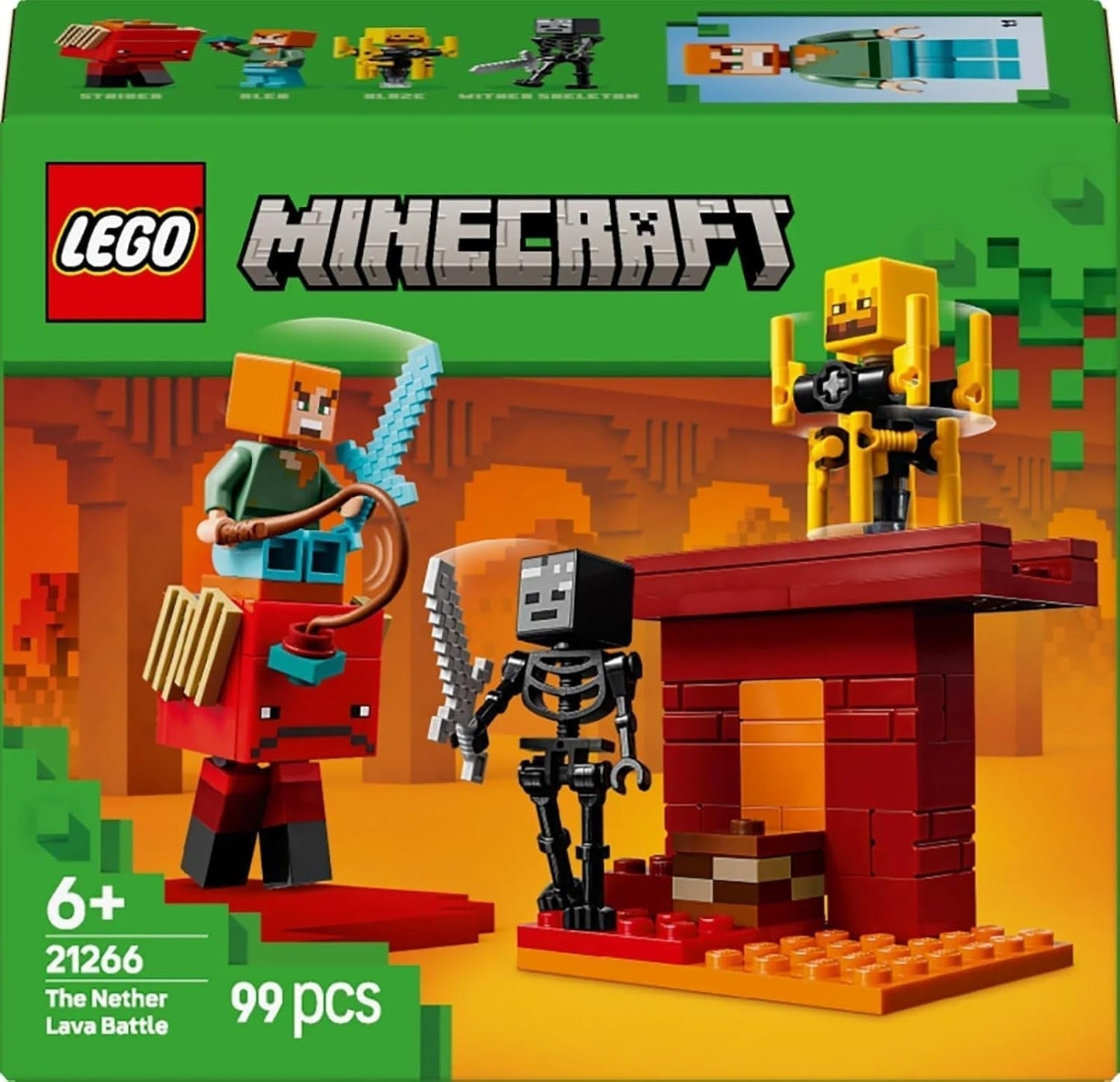 LEGO Minecraft Duelul de lavă din adâncuri, jucărie pentru fanii jocului video, fortăreață cu minifigurine, inclusiv Alex, scheletul Wither, Lohe și Strider, cadou pentru fete și băieți de la 6 ani 21266 Seturi de constructie Besuche den LEGO-Store