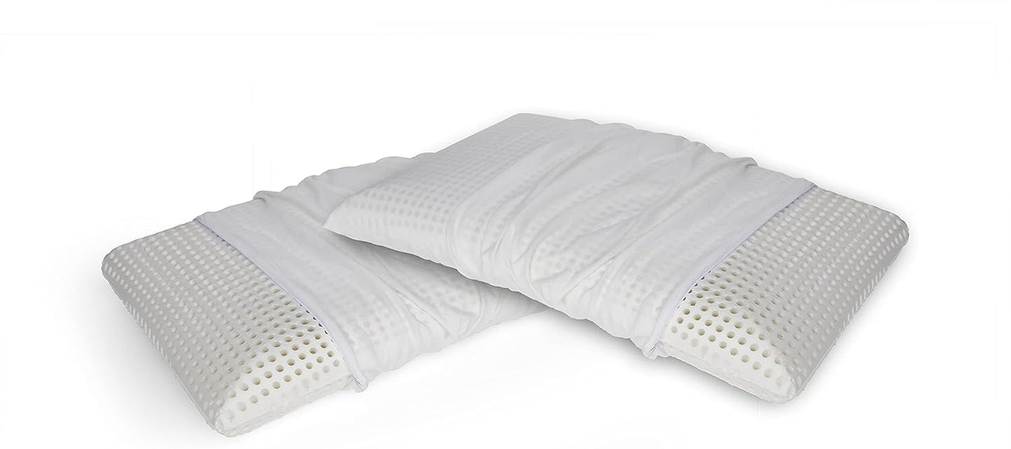 Talamo Italia Set de 2 perne pentru pat, 100% Made in Italy, pernă detașabilă "săpun" din spumă de memorie perforată, hipoalergenică și respirabilă, 70X40Xh16 Cm Perne standard Naty Shop Altezza 12 Copertă inclusă Set Da 2