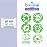 Puressentiel - Igienă intimă - Șervețele intime - Curățare și reîmprospătare - Mucoase și piele sensibile - Hidratare de lungă durată 24 de ore - Pentru uz zilnic - X25 buc.