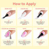 Oja gel Makartt Blooming - 15 ml Gel Blooming pentru întinderea ojei cu culoarea marmoră, vopsea gel, modele de unghii pentru manichiură DIY, flori, animale, acuarelă, kit magic pentru manichiură