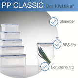 LocknLock PP Classic set borcan pentru depozitarea alimentelor 5pcs | 180ml, 350ml, 600ml, 870ml, 3.6L | 100% etanș la aer și apă | fără BPA | organizator pentru congelator și frigider | sigur pentru mașină de spălat vase și microunde Cutii depozitare alimente Naty Shop