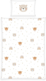 Herding Babybest Little Friends Winterbettwäsche, Kopfkissenbezug 40 X 60 Cm Mit Hoteleinschlag, Bettbezug 100 X 135Cm, Mit Reißverschluss, 100% Baumwolle/Flanell, Weiß, Twin Naty Shop Default Title