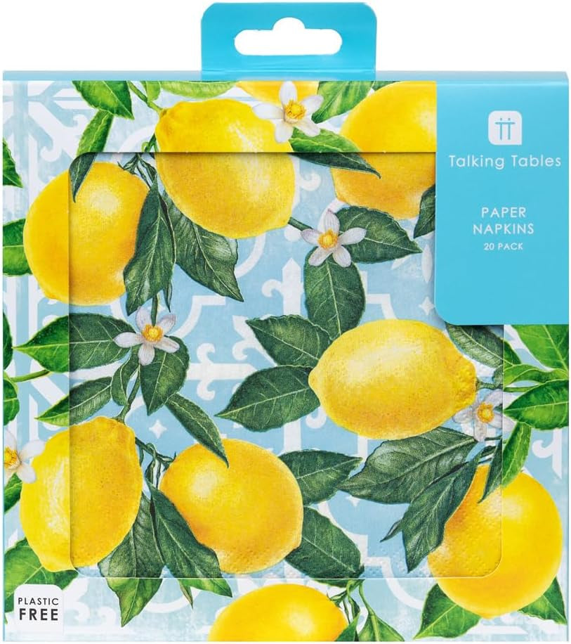 Talking Tables 20 X Șervețele de hârtie Lemon 20 Pack | Veselă de unică folosință vibrantă tematică pentru adunări memorabile, petreceri de vară, petreceri pentru mirese, prânzuri, luminoase