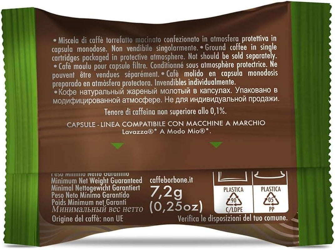 Caffè Borbone Don Carlo Dek Entkoffeinierte Kaffeemischung - 50 Kapseln - Kompatibel mit Lavazza®* A Modo Mio®* Haushalts-Espressomaschinen