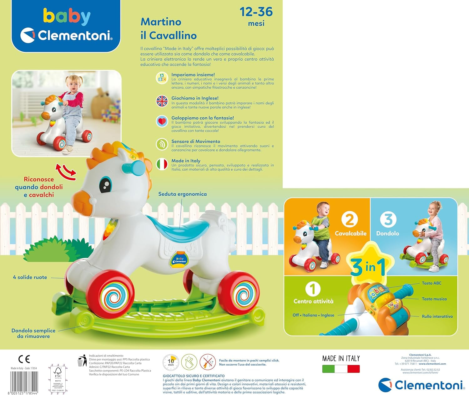 Clementoni - Primii pași, Multicolor, 17854 Jucarii Bebe Naty Shop