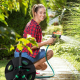 Rolă de furtun Relaxdays, înfășurare furtun de apă goală, pentru furtun de grădină de 30 m 1/2", înălțime-lățime 39 x 43 x 30 cm, negru-verde