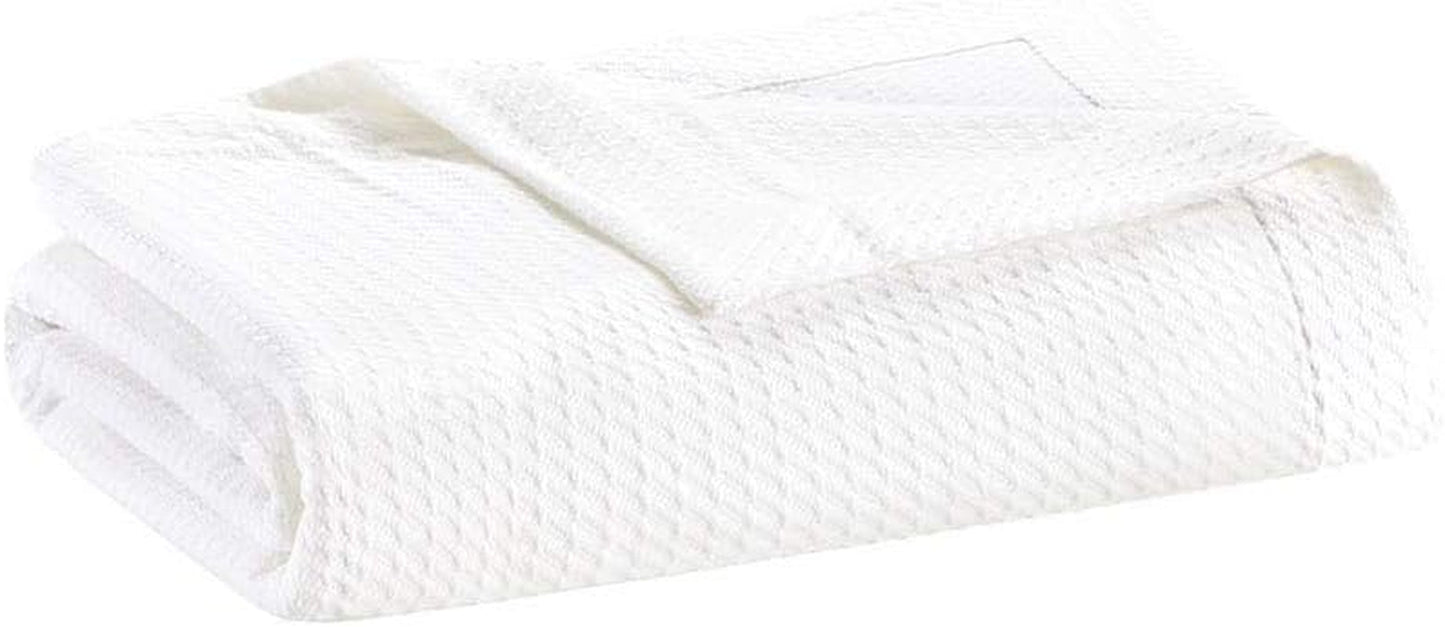 Madison Park 100% bumbac egiptean, respirabil, pătură confortabilă, tricotat premium, sezon de lux, acoperire ușoară pentru pat, canapea și canapea, pat Full/Queensize, Rose Plapumi si pilote Naty Shop Grădină albă/opulentă Rege