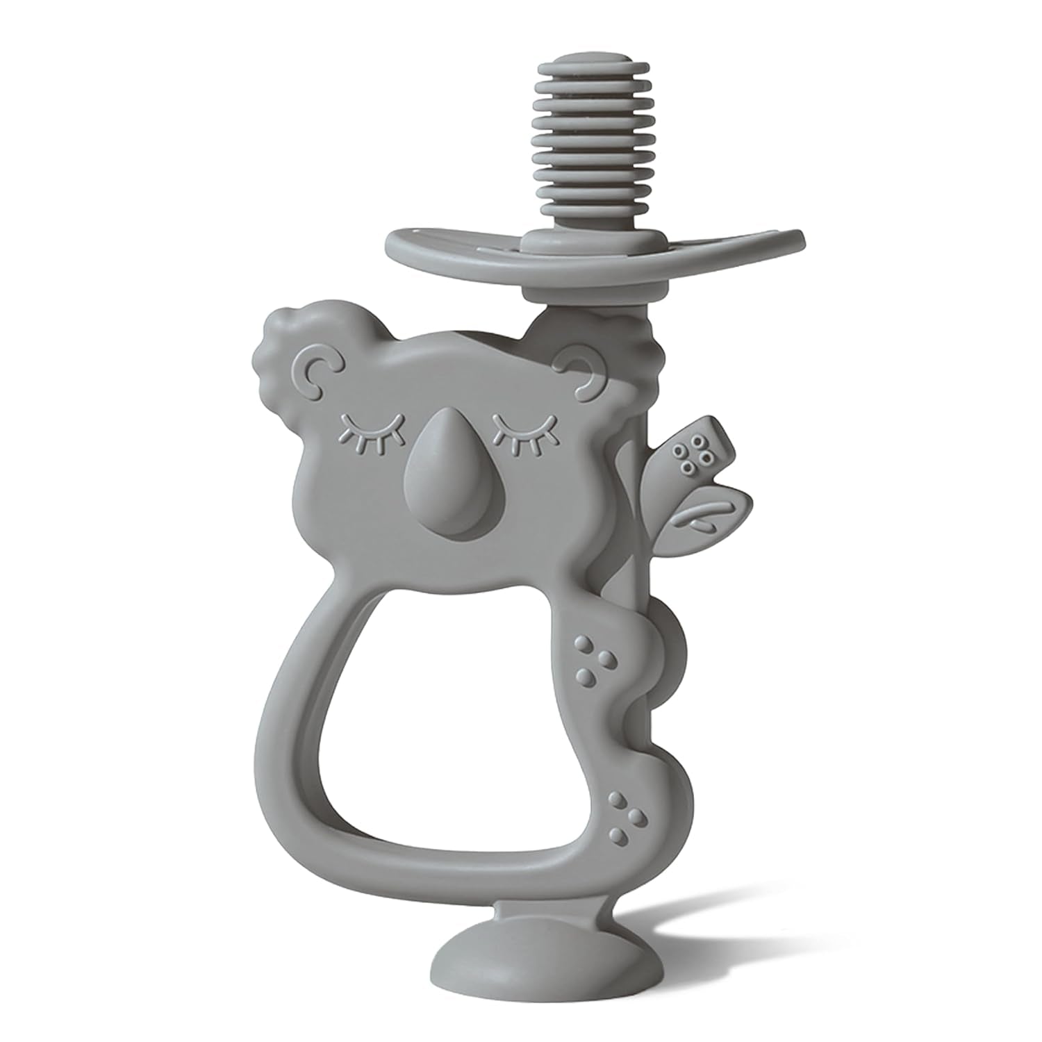 Jucărie de dentiție Moonkie din silicon fără BPA, periuță de dinți pentru bebeluși cu ventuză și rotire la 360°, ideală pentru bebelușii de 6-12 luni