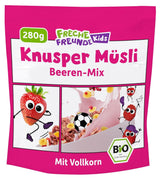 FRECHE FREUNDE Muesli organic pentru micul dejun, mix crocant de muesli cu fructe de pădure Edda's, pentru școlari, cu căpșuni liofilizate, vegan, pachet de 6 (6 x 280g)