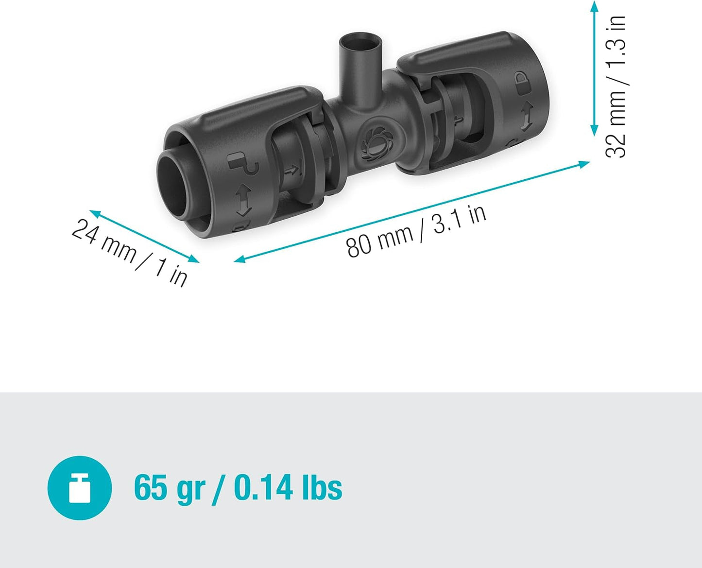 Piesă în T Gardena Micro-Drip-System pentru duze de pulverizare: Conectare între țevi de 13 mm și o duză de pulverizare, udare automată a plantelor, tehnologie de conectare rapidă și ușoară, reutilizabilă (13206-20)