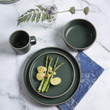 Set de tacâmuri rotunde Zuma, 16 piese, farfurii, boluri, cești, seturi de tacâmuri, serviciu pentru patru (16 piese), verde