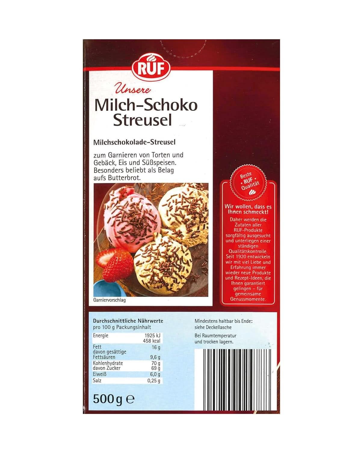 RUF Vermicelli Ciocolata cu lapte, 500 grame, fara gluten Sprinkles Naty Shop