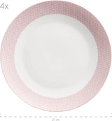 MÄSER Kitchen Time II, Set de veselă pentru 4 persoane, Serviciu combinat cu 16 piese în culori pastelate cu model subtil, Porțelan, Roz