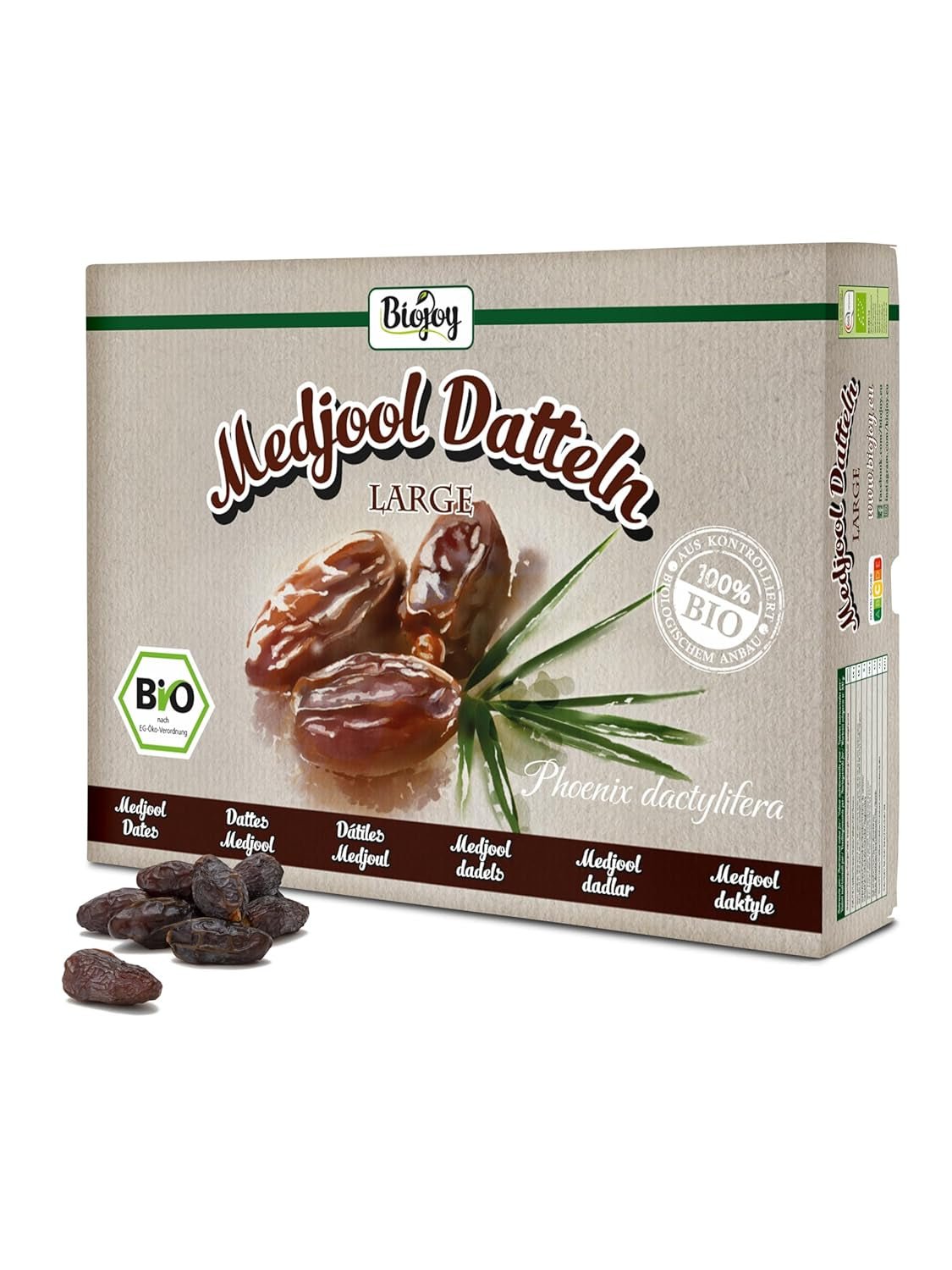 Biojoy BIO-Medjool curmale din Israel (5 kg), uscate și întregi, nesulfurate, Mare Produse deshidratate Naty Shop
