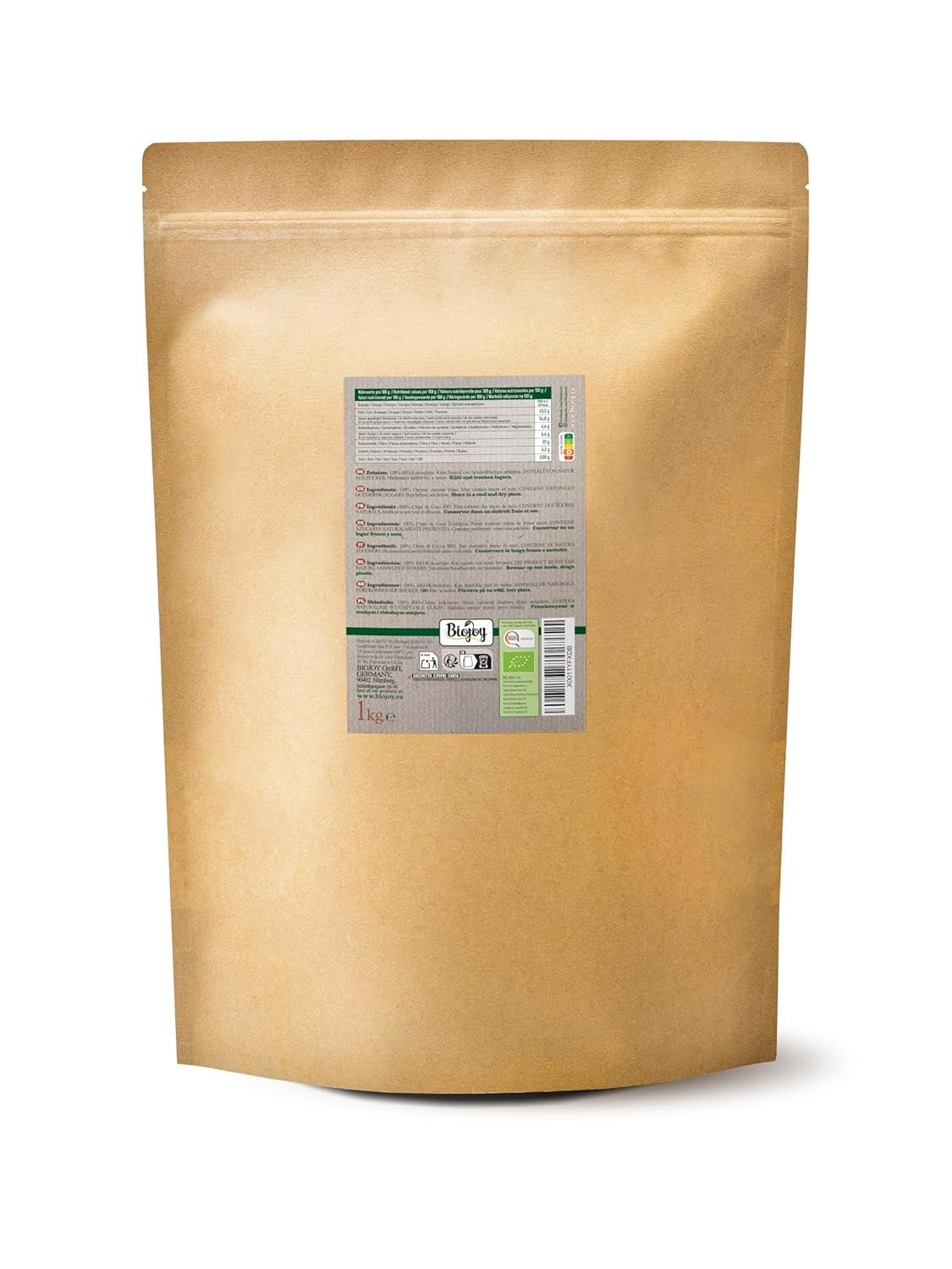 Biojoy chipsuri de nucă de cocos uscată bio (1 kg), neîndulcită și neprăjită Produse deshidratate Naty Shop