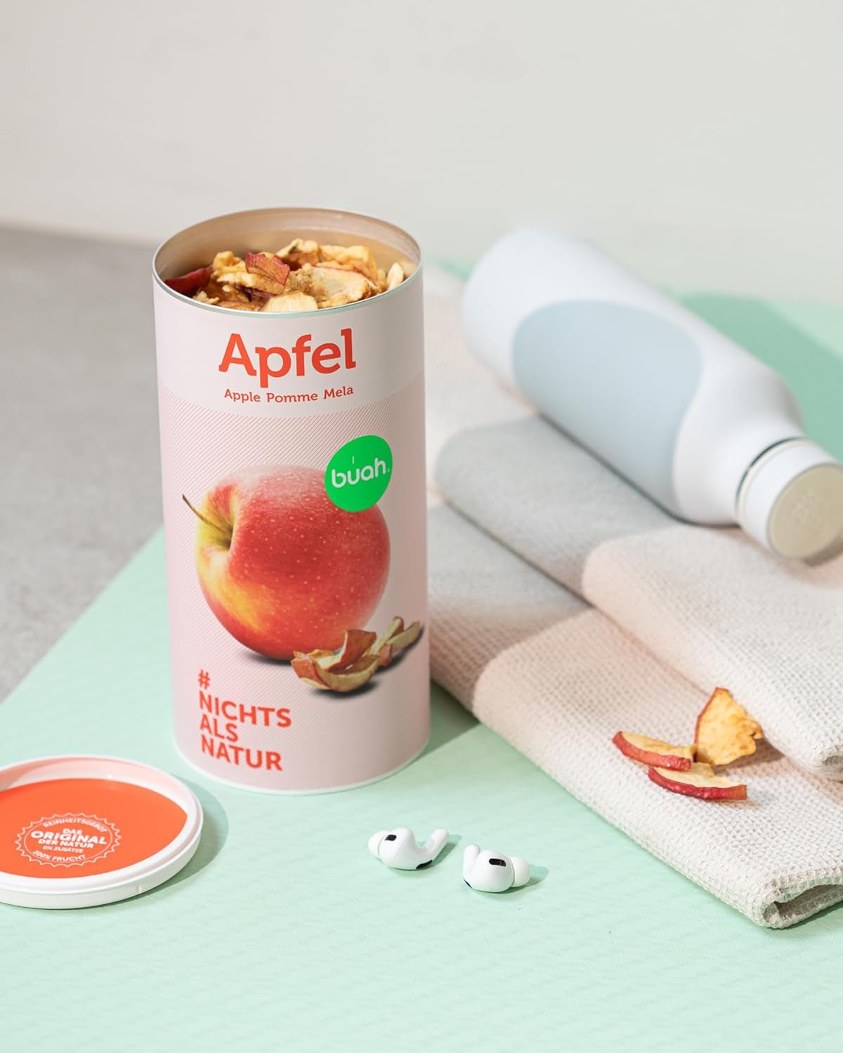 BUAH® Mere organice liofilizate | Mere organice liofilizate fără zahăr adăugat | 100% fructe liofilizate (vegan fără gluten fără lactoză) | Gustare ideală (110g) Produse deshidratate Naty Shop