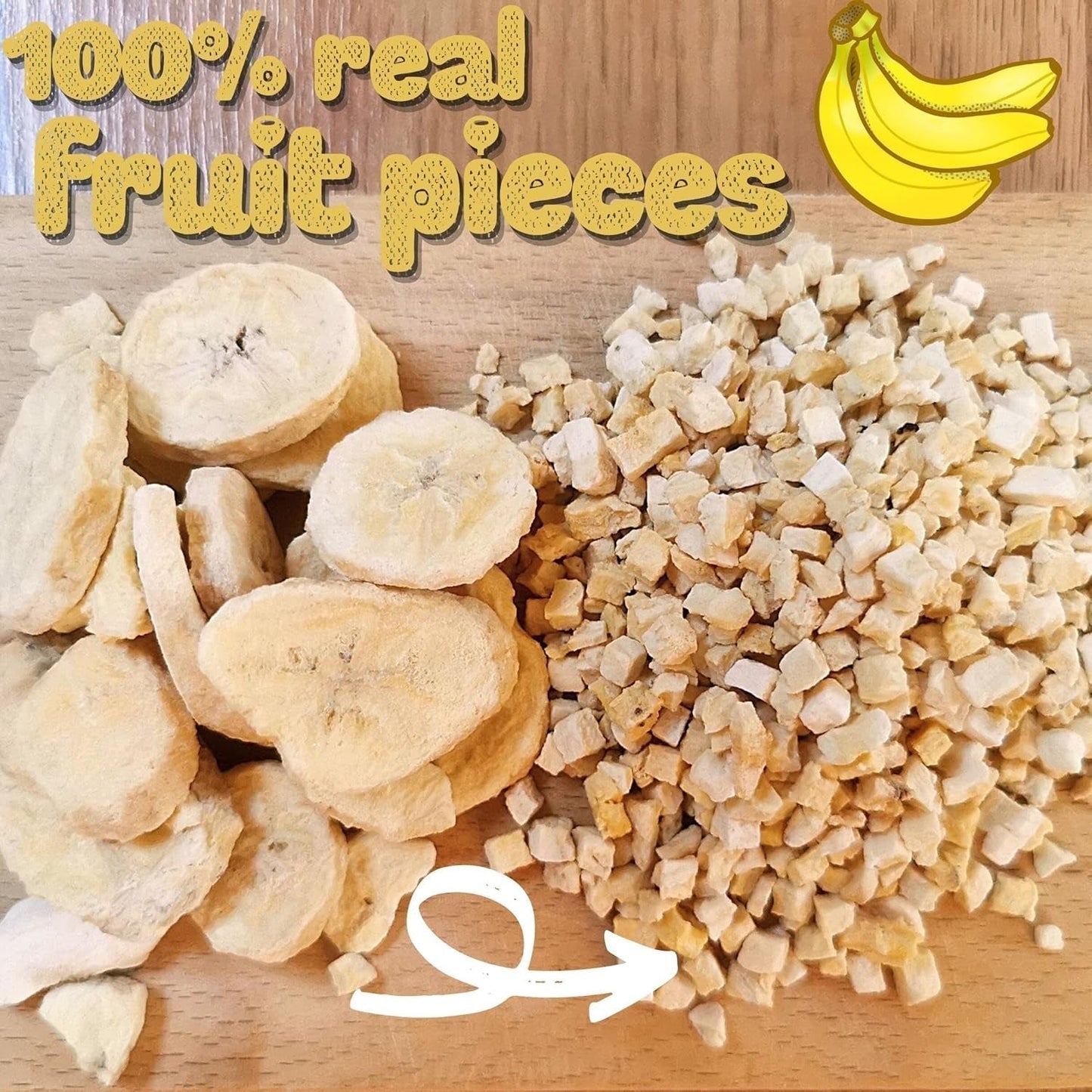 Bucăți de banane liofilizate | Banane uscate fără zahăr | Banane liofilizate | Banane cu fructe uscate | Banane proaspete liofilizate | Bucăți de banane cu fructe liofilizate Produse deshidratate Naty Shop