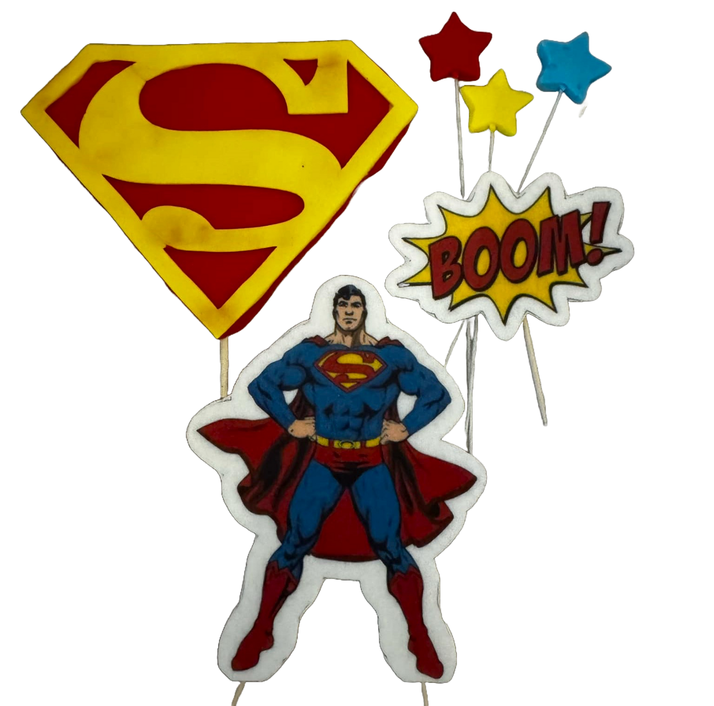 Set 6 decoratiuni comestibile din pasta de zahar, Superman Decoratiuni din Pasta de Zahar Naty Shop