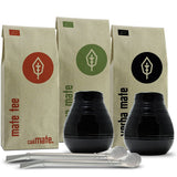 Set de ceai Mate pentru două persoane, organic ● 2 căni Mate + 2 bombillas + 300 g ceai Mate + instrucțiuni de preparare