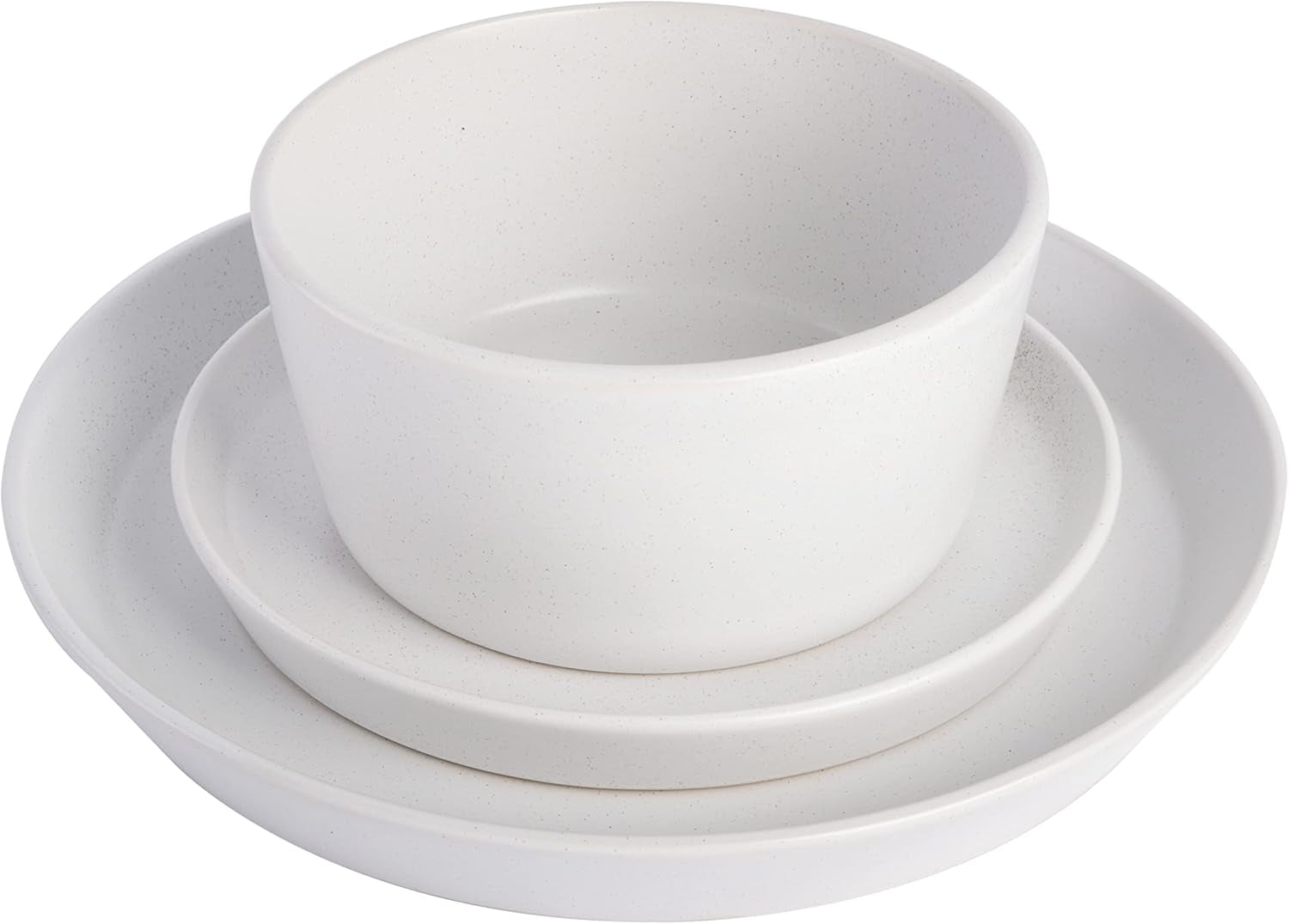 Set de veselă Sofia Coupe, serviciu pentru 4 persoane (12 piese), alb cu pete